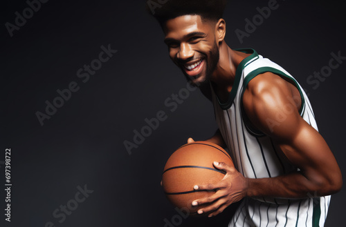 african american basketball player isolated on black