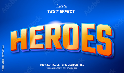 heroes editable 3d text effect