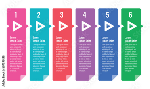 vertical bar infographic template. six options web, internet, annual report infographic template