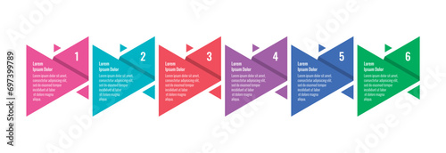 triangles infographic template. six option informational templates. magazine, web, business, internet, annual report infographic template