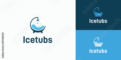 Modern bathtub and ice shower logo design