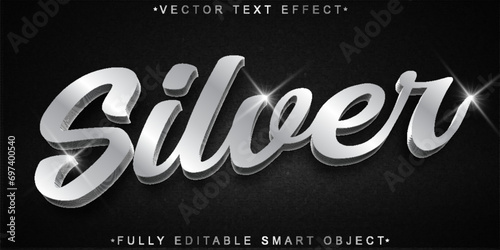 Εκτύπωση καμβά Gray Shiny Silver Vector Fully Editable Smart Object Text Effect