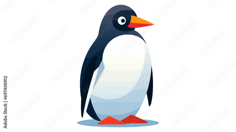 Obraz premium Cute vector penguin icon in flat style. Cold winter symbol. Antarctic bird, animal illustration