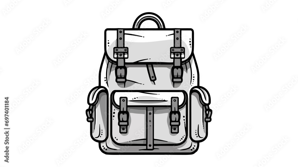 Fototapeta premium Vector backpack for travel icon, logo isolated on white background