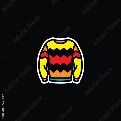 Original vector illustration. The icon of a warm knitted sweater with a pattern.