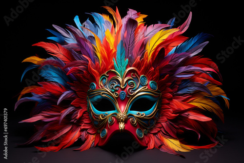 Carnival Mask with Elongated Feathers and Bold Colors, Carnival, Mask