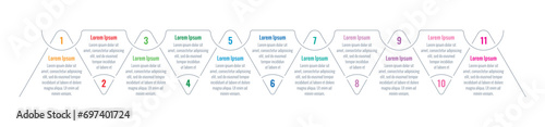 triangle infographic template. eleven option information template. web, annual report, internet, business, magazine infographic template