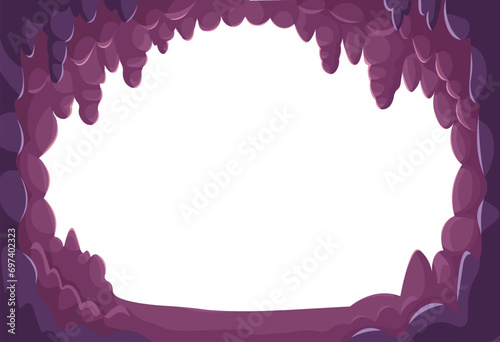 Fantasy cave with stalactites, stalagmites, stalagnates.