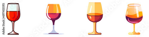 Wine glass icon set. collection - Vector illustration isolated on white background