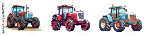 Tractor vehicle set vector illustration isolated on white background. © artisttop