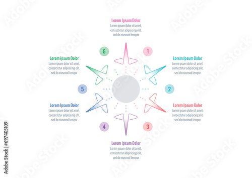 star infographic template. internet, web, annual report, book, magazine infographic template. six step informational template