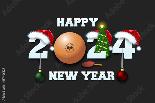 Happy New Year 2024 and ping-pong ball