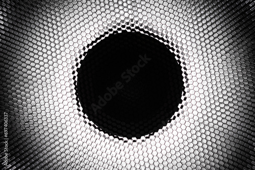 Beauty dish light modifier with honeycomb grid - detail