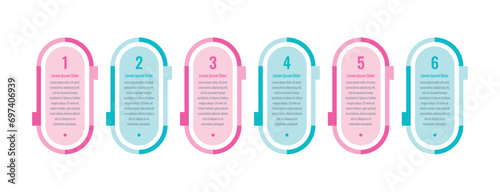 six steps infographic template. geometric informational template. education, magazine, internet, business, annual report information template