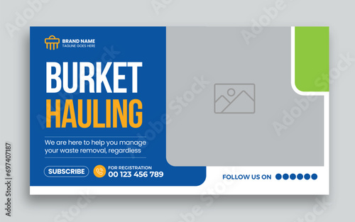 Junk Removal youtube thumbnail and web banner template design, garbage web banner template