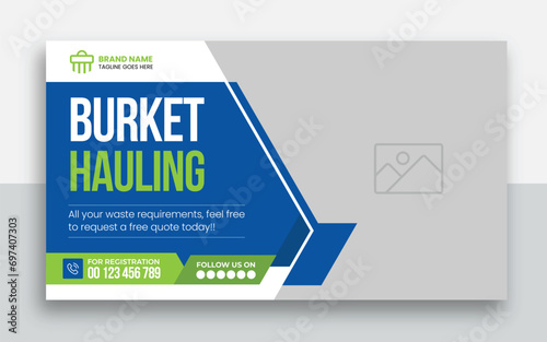 Junk Removal youtube thumbnail and web banner template design, garbage web banner template