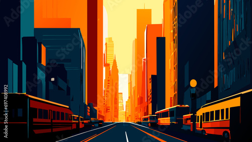 A city street during rush hour. vektor icon illustation