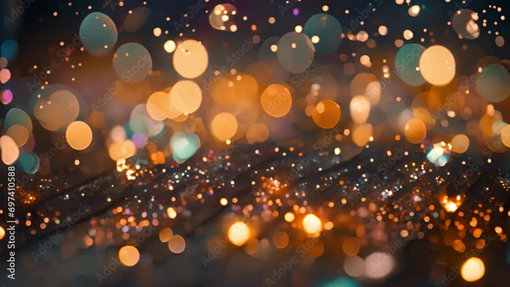 Colorful bokeh sparkles. Glitter various colors. golden,pink,purple particles abstract background flickering particles with bokeh effect. 3D Rendering. Festive celebration background beauty