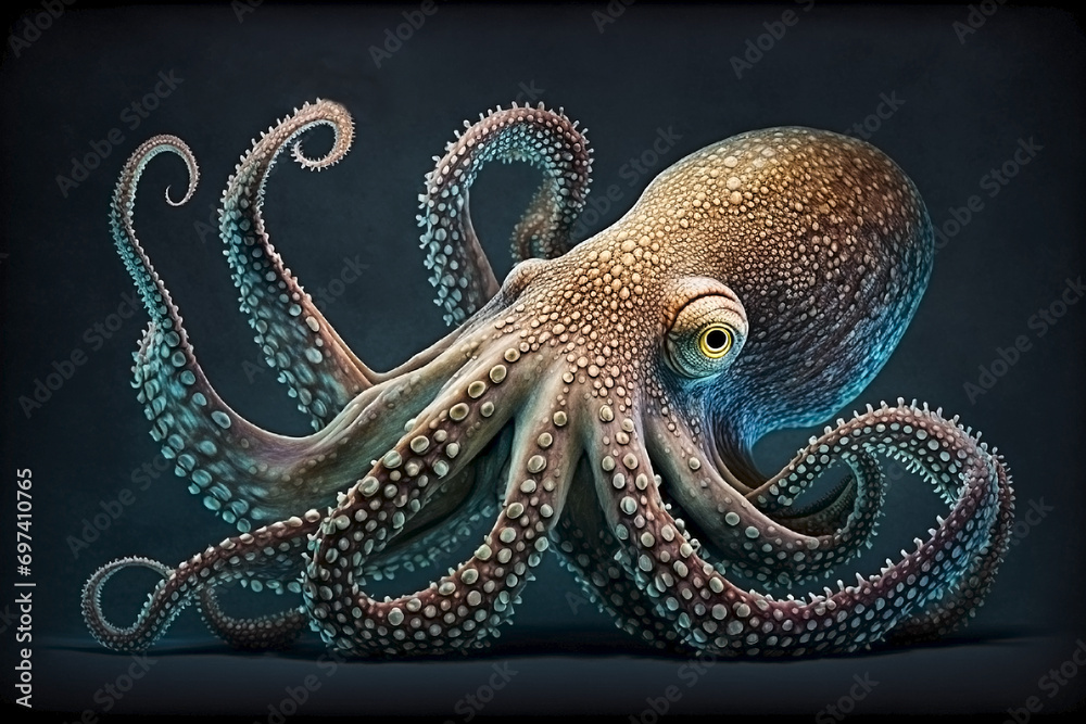 Fototapeta premium octopuses swim in the sea. Generative AI,