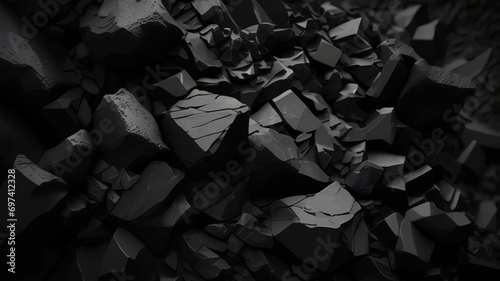 Rock stone set realistic background. Stones of various shapes. Rocks and debris of the mountain. A huge block of stones