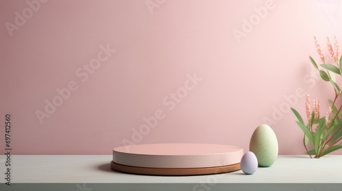 mockup  product display podium easter  pastel pink