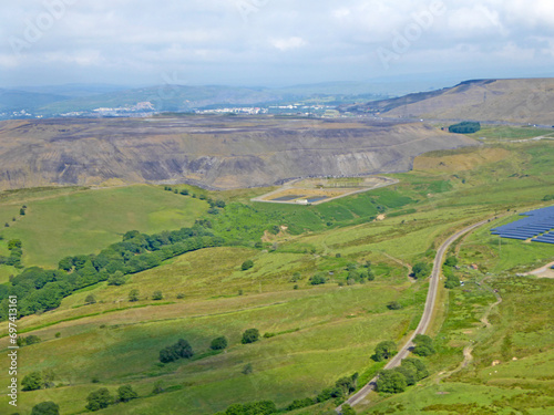 Solar farm and coal mine by Fochriw in Wales	
