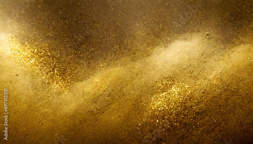Abstract gold shiny particles background wallpaper. Golden luxury dust 3d.