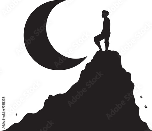 Moon silhouette vector illustration. Moon silhouette  Icon and Sign.