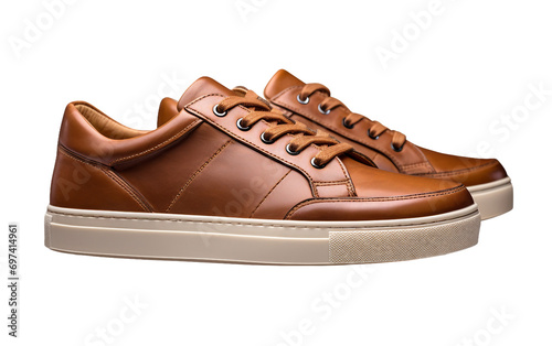 Low Top Leather Sneakers That Redefine Fashion Isolated on Transparent Background PNG.