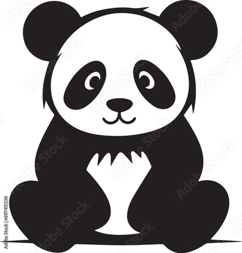 Fototapeta Naklejka Na Ścianę i Meble -  Playful Panda silhouette vector illustration. Playful Panda silhouette, Icon and Sign.