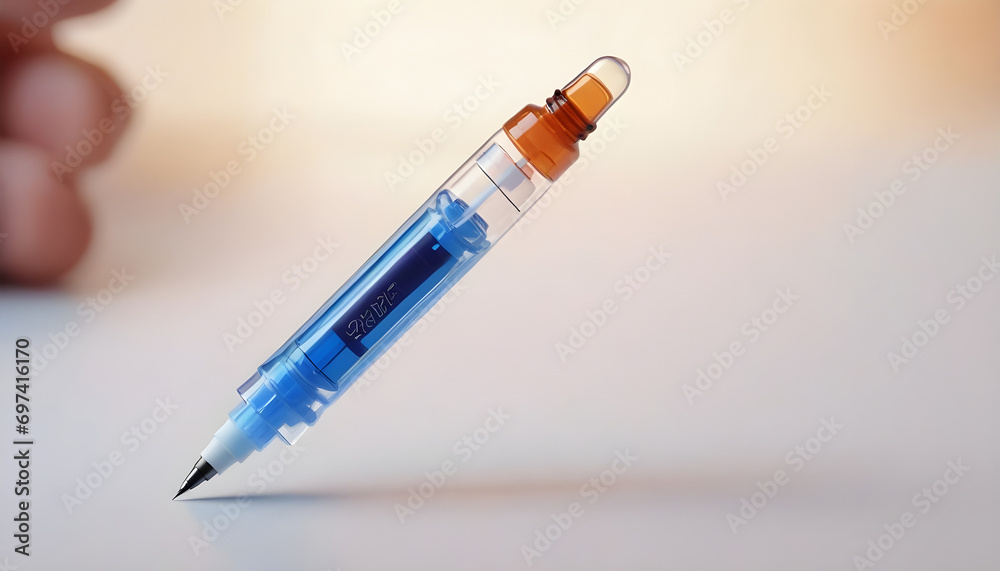 Ozempic Insulin injection pen or insulin cartridge pen for diabetics. - obrazy, fototapety, plakaty 