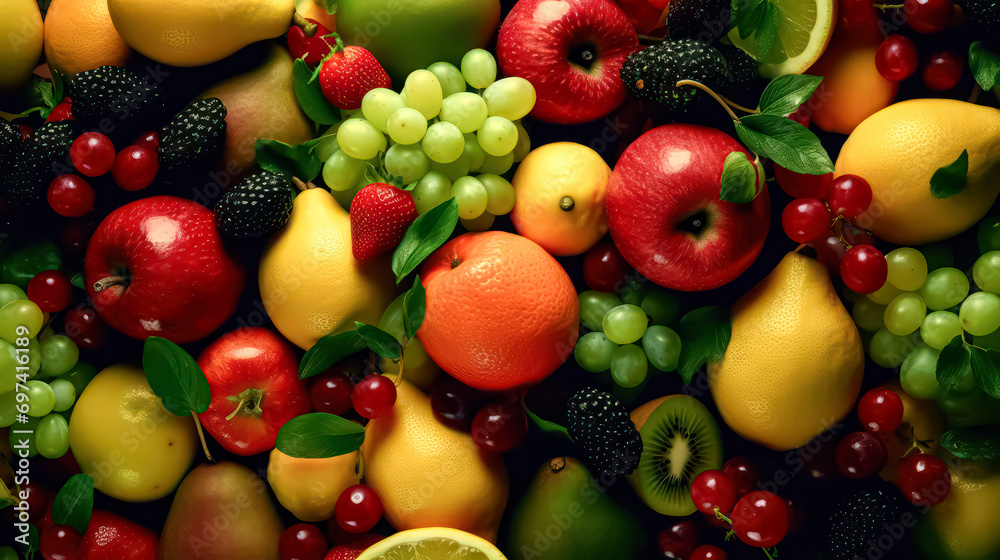 Vibrant fruits and berries artfully arranged Vibrant fruits and berries artfully arranged
