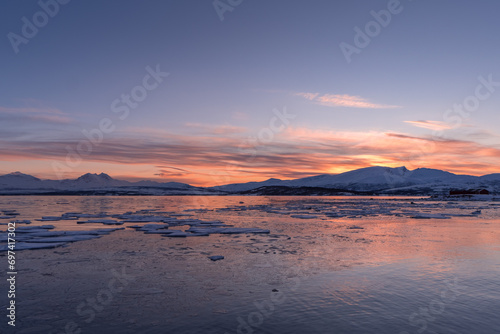 Sunset over Icy water in the Arctic © Peter