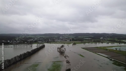  Ruhrhochwasser durch Sturmtief Zoltan im Dezember 2023 bei Schwerte, Ruhrgebiet, NRW