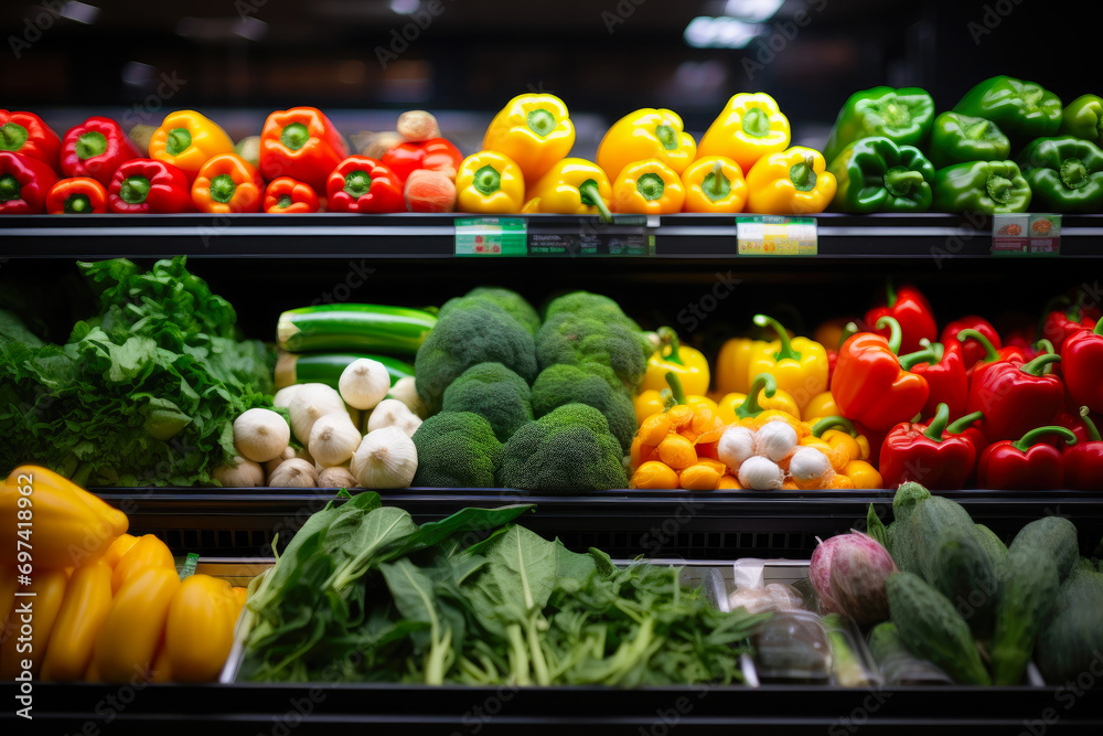 Vibrant Fruits and Veggies in Cold Storage
