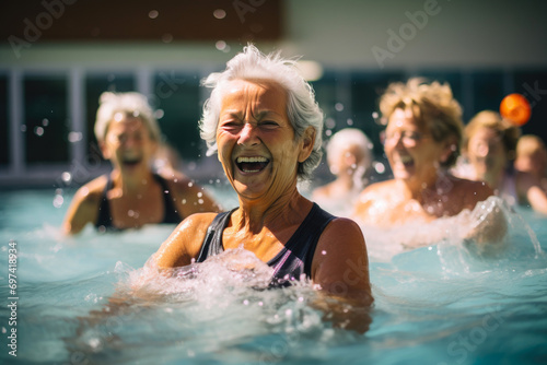 Joyful Aging: Active Senior Women in Aqua Harmony