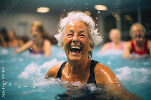 Healthy Living: Senior Ladies Thrive in Aqua Fitness © Luba