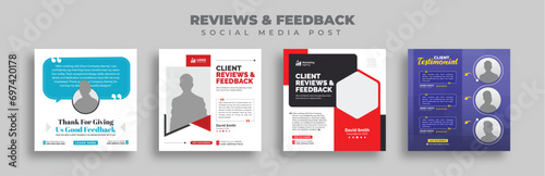 Client testimonials or customer feedback social media post web banner template, Square web banner templates.