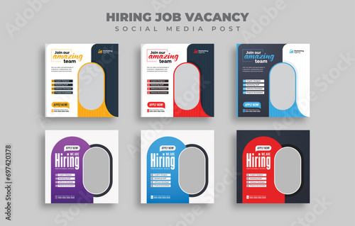 We are hiring for job vacancies - social media posts or Instagram square web banner templates.