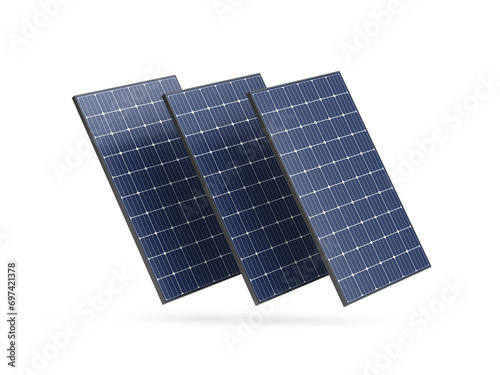 Three isolated solar panels - 3D illustration