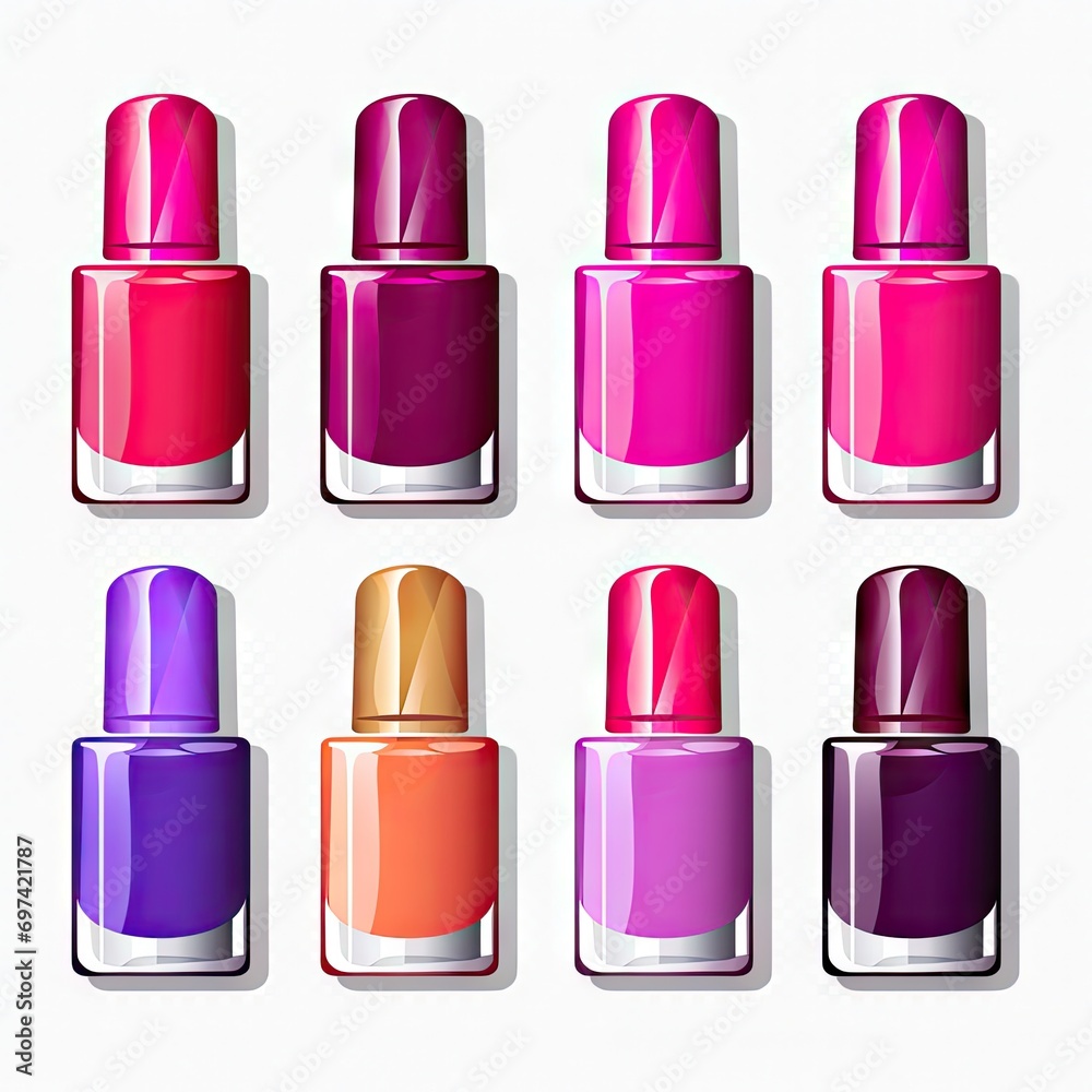 Set of Colored Nail Polish on a White Background Icon Set of Colored Nail Polish on a White Background Icon