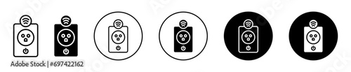 smart Plug icon. electrical wireless charger technology use in home automation from remote control through mobile phone app. smart plug  for electric battery charge at house symbol set sign. 
