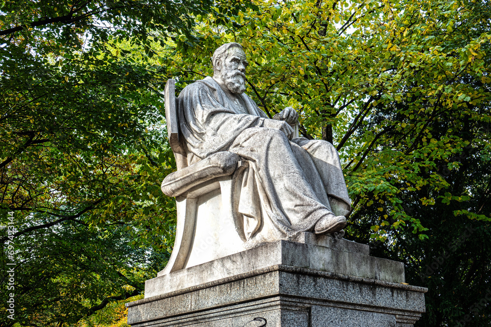 Max von Pettenkofer memorial at Maximiliansplatz square of Munich, Germany.