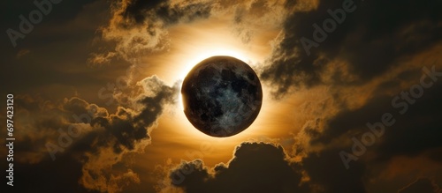 Observation of solar eclipse on March 9, 2016 from Tidore island, Indonesia: diamond ring and corona visible. photo