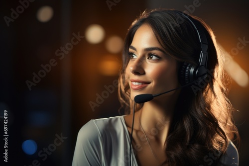 Call-center operator in action: providing exceptional customer service, wearing a headset, and managing inquiries with efficiency and professionalism.