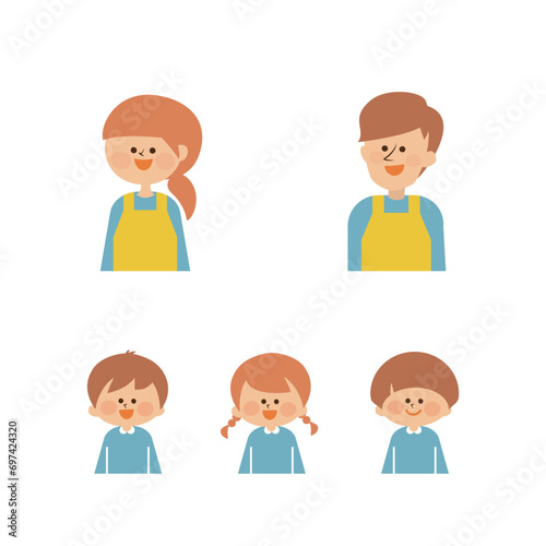 保育士と子供　イラストセット素材