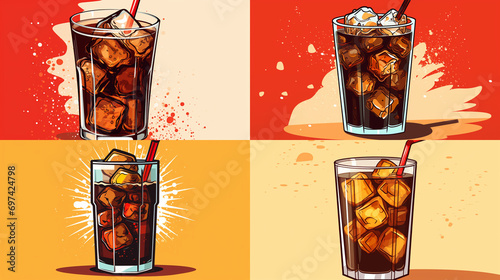 glass of cola with ice
