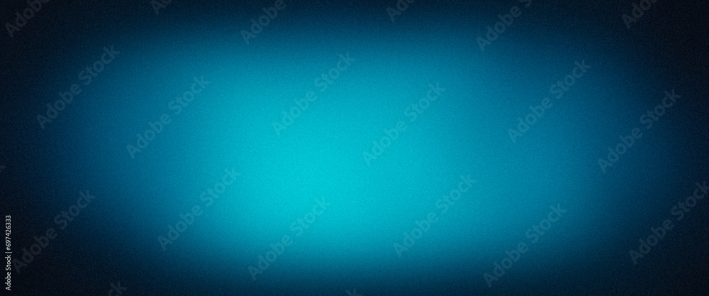 Unique blue azure ultra wide banner. Gradient background pattern with noise effect. Grainy wallpaper, texture, blurred, abstract. Template with digital noise. Nostalgia, vintage style of the 80s, 90s