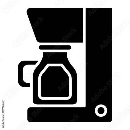 Coffee maker black and white glyph solid icon