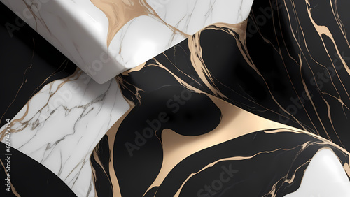Timeless Marble - Embrace elegance with marbled patterns in classic black and white, optionally touched with gold or rose gold, Generative AI background photo
